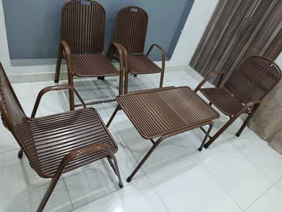 5-Piece Outdoor Patio Set – 4 Chairs + Table | Steel & Plastic