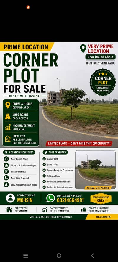 Prime Corner Residential Plot / Excellent Investment Opportunity