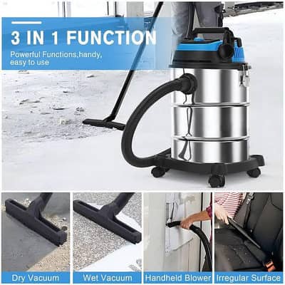 Stainless Steel High Power Wet & Dry Vacuum Cleaner 20 Liter Dust