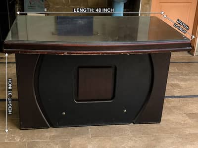 Executive Wooden Office Table with Glass Top