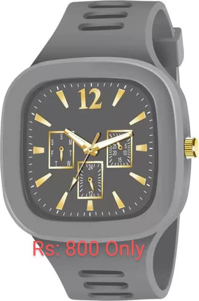 *Product Name*: Grey Silicone Analogue Watch with 3 Sub-Dials for Men