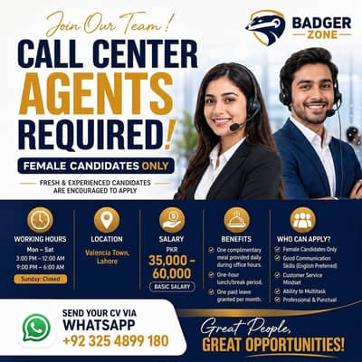 Call Center Agents Required | Female Only | Female Jobs