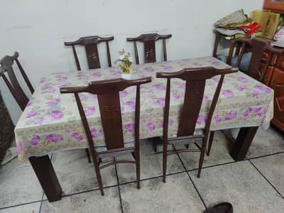 dinning table with chairs and center table side table for sale