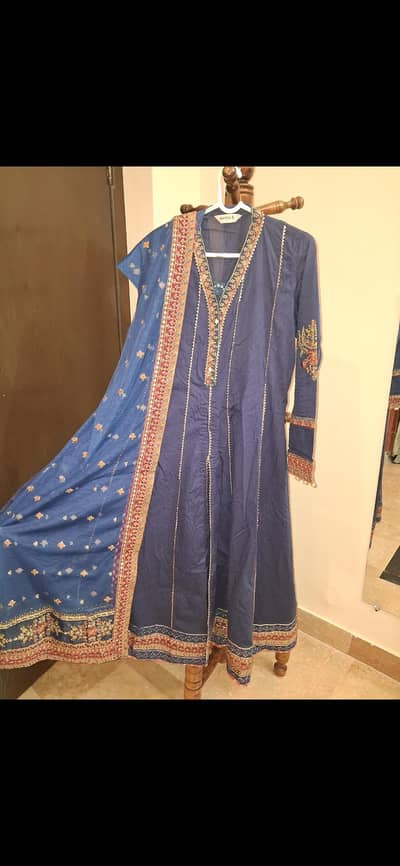 Maria. b dress with net duppatta heavily embalished