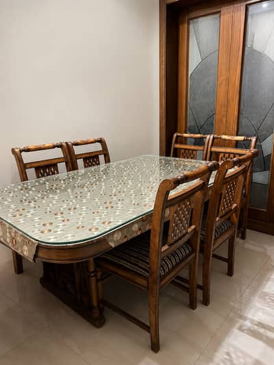 Solid Wooden 6-Seater Dining Table Set