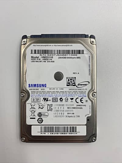 Samsung Original-250GB-Hard Disk Drive-2.5" SATA (100% Health)