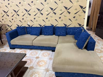 Habitt L- Shaped Sofa Set With Cushions for Sale