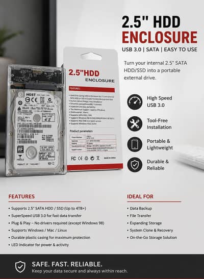 2.5" SATA HDD/SSD USB 3.0 External Enclosure