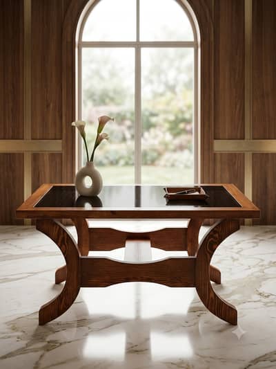 Large Solid Wood Coffee Table for Sofa Set – Premium Designer Style