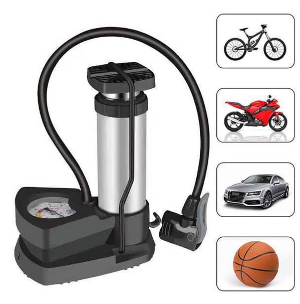 Gauge PUMP Original Portable Mini Foot Air Pump with Pressure Gauge for Car, Bike, Bicycle, Football, and Inflatables Cycle Pumps - High Pressure Tyre Inflator