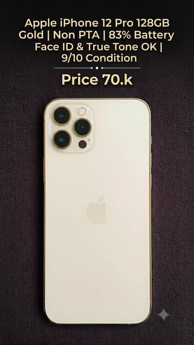 iPhone 12 Pro 128GB Gold 83% Battery face id ok 9/10 Condition