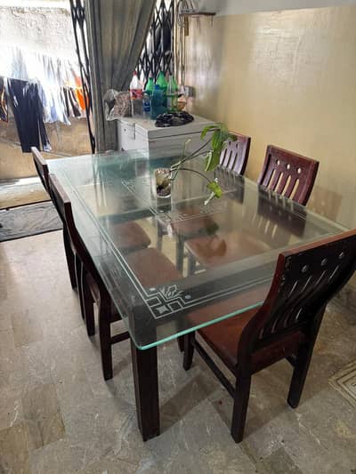 wooden frame dining table
