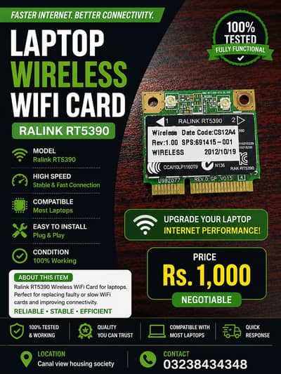 Laptop WiFi Card Ralink RT5390 | Mini PCI-E Wireless Adapter