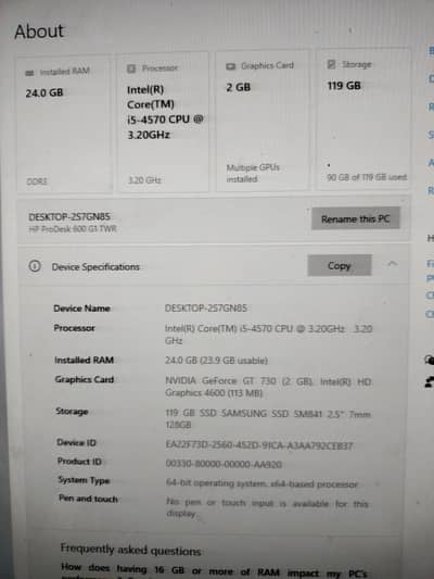 HP ProDesk 600 G1 | Core i5 4570 | 24GB RAM | 128GB SSD | GT 730 2GB