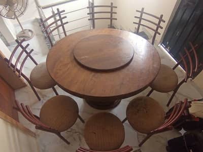 Solid Wooden Dining Table with 6 Chairs