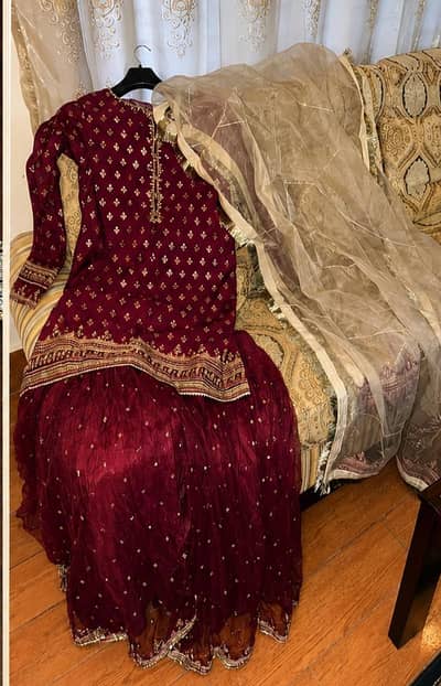 Batik sharara with jewellery