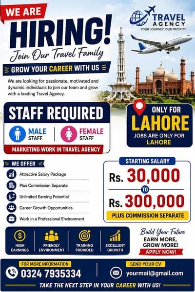 we need a staff for our travel agency