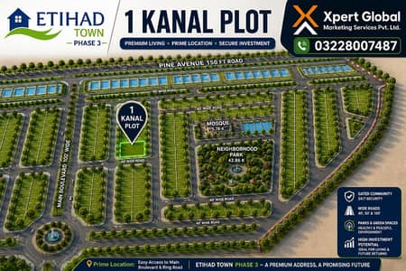 BEST LOCATION 1 KANAL RESIDENTIAL PLOT AVAILA IN ETIHAD TOWN PHASE 3