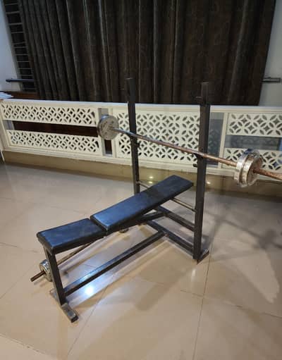 Home Gym Bench Press Seat and Bars (Used)