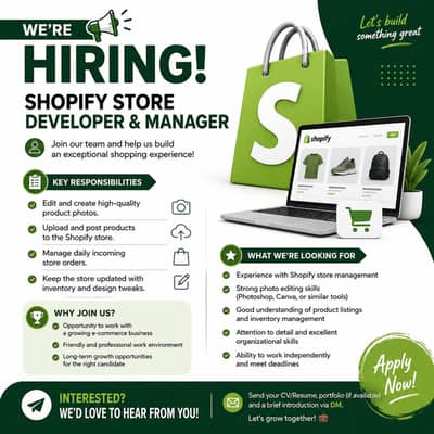 Hiring: Shopify Store Developer & Manager (Full-Time)