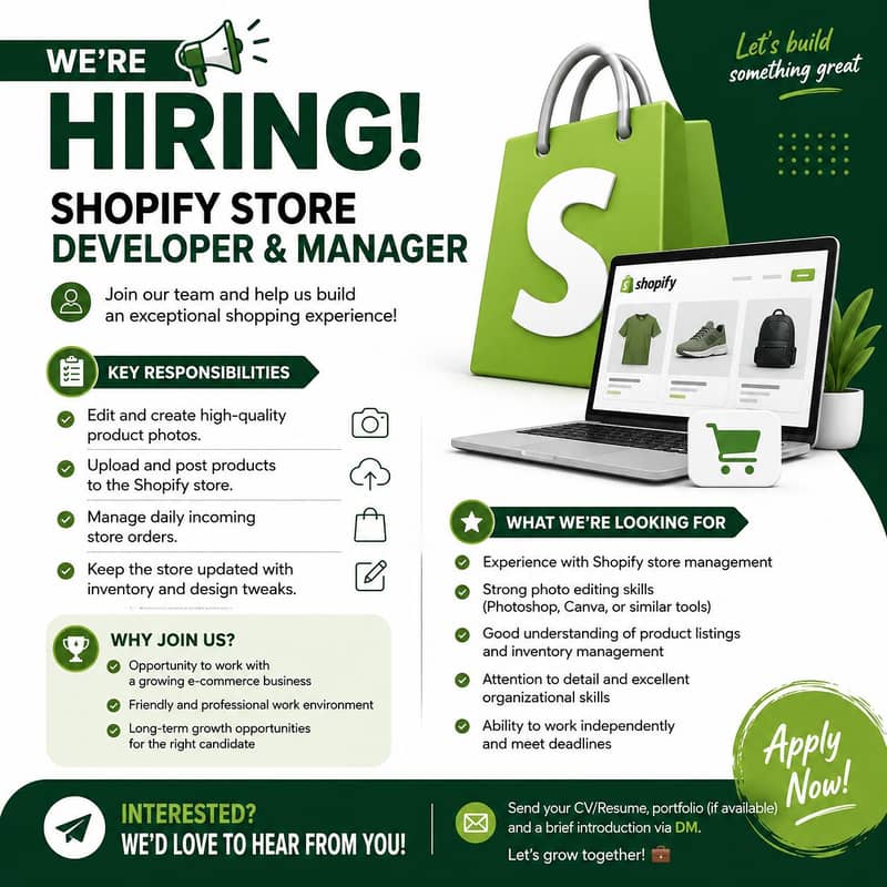 Hiring: Shopify Store Developer & Manager (Full-Time) 0