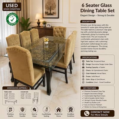 Dining Table || 6 Seater Luxury Dining for Sale