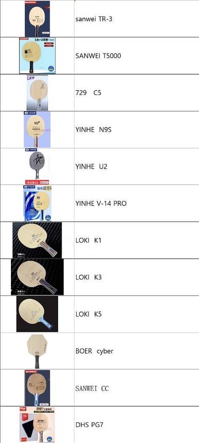 Table Tennis Blades for sale. Sanwei, Yinhe, DHS, Loki