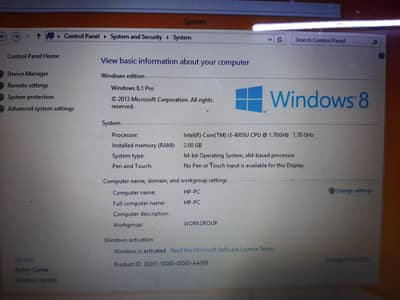 HP LAPTOP CORE I3, 4005u CPU 1.7GHZ,, 500GB HDD, 0333 2378044