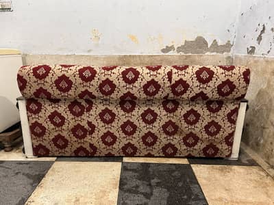 5 Seater Wooden Sofa Set – White & Black – Good Condition