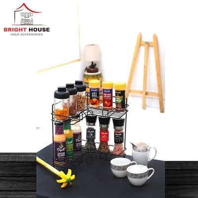 Stylist black metal rack spices organizer Cash on delivery Pakistan