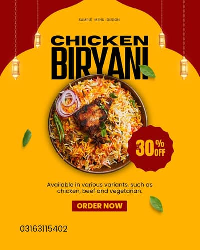 Biryani & Desi Food Menu Card Design | 500 Rs | Karachi