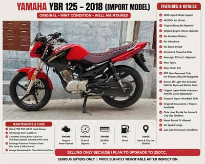 Yamaha YBR 125 2018 | Import Model | Original | PPF | Mint Condition