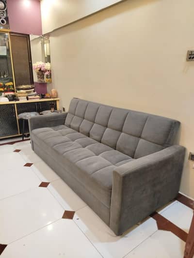 Interwood Sofa Cum Bed Pair + Resin Side Tables Set | Used