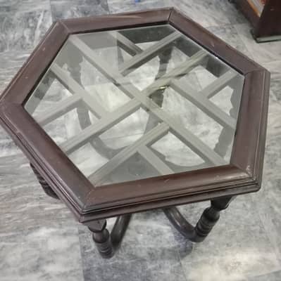 Solid Wood Glass Top Tables - Set of 2 - Excellent Condition