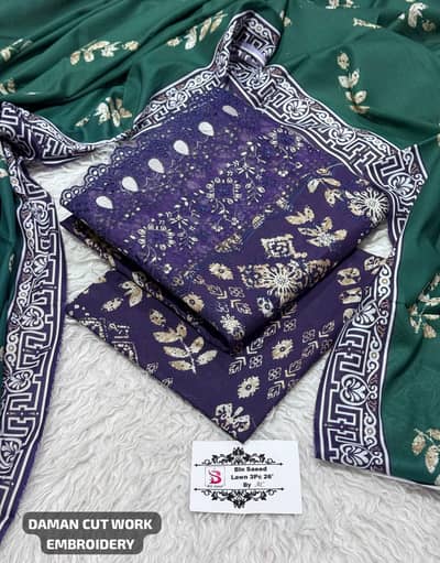 Premium Embroidered Lawn 3 Piece Suit for Women Digital Printed Summer