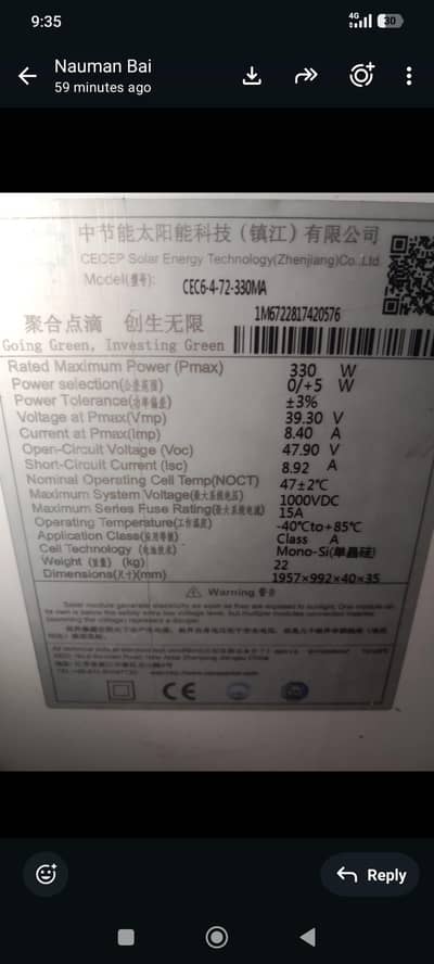 330 watt Solars(14 no's total)