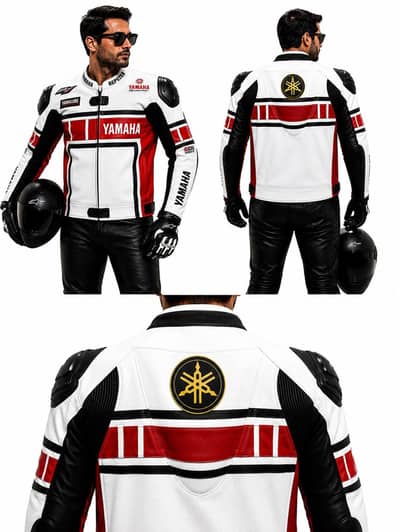 Yamaha Racing Leather Jacket Men's Cowhide CE Armor Protective suit