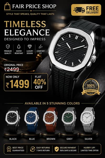 ⌚ Luxury Premium Watch – 5 Stylish Colors |Free Delivery