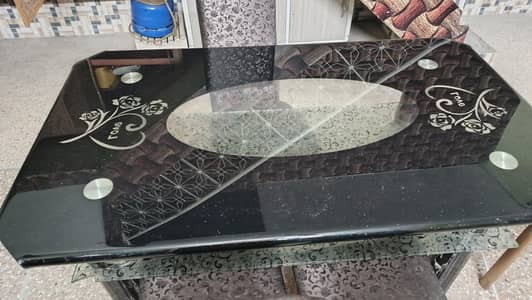 luxury 6 chair glass dining table with double storage
