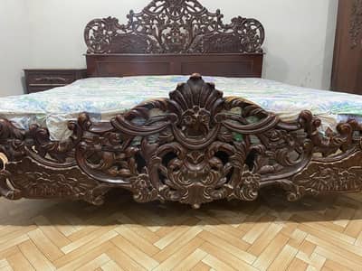 chinioti king size bed sitetable dressing