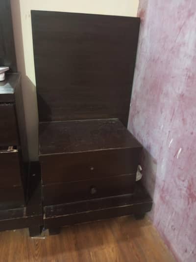 full size wooden bed and dressing