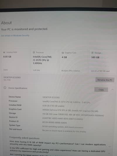 I5 3rd gen computer 8 GB RAM