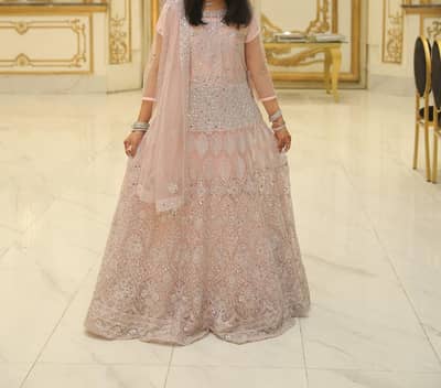 Elegant Pink Maxi Dress with Heavy Sequins & Embroidery – Worn Once
