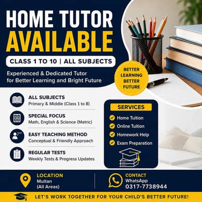 Home tutor for primary to higher