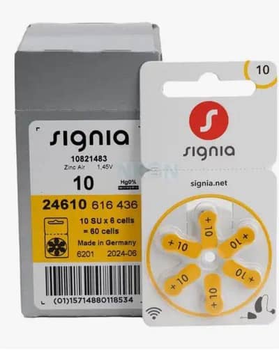 Signia hearing aid batteries A10 10+ yellow