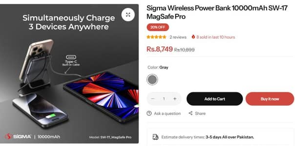 Sigma Wireless Power Bank 10000mAh SW-17 MagSafe Pro
