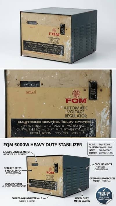 FQM 5000W (5000 VA) Automatic Voltage Regulator / Stabilizer for Sale