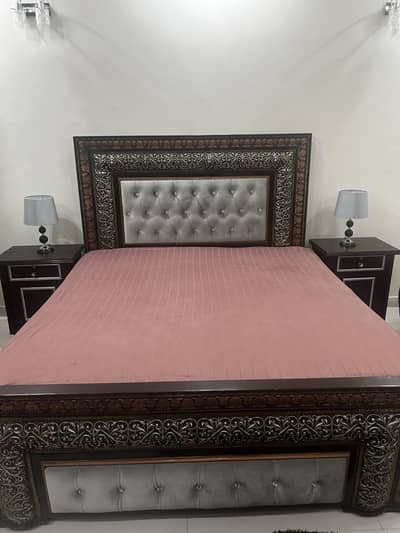 Wooden velvet bed