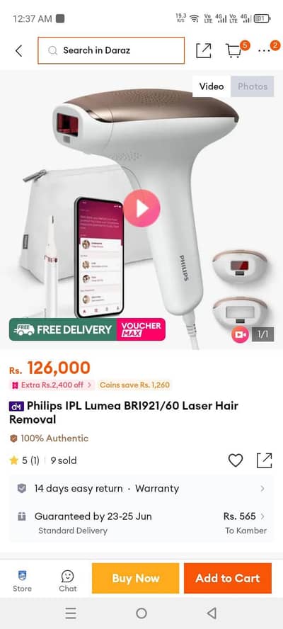 Philips Lumea Prestige IPL laser Hair Removal