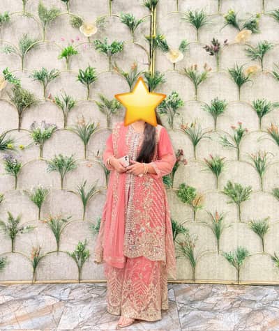 4 pc Tea Pink Sharrara Frock